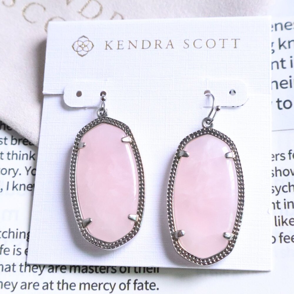 Kendra Scott Elle Silver Rose Quartz Drop Earrings